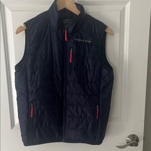 Vineyard Vines Navy Sz 16 Youth quilted puffer vest Blue & pink